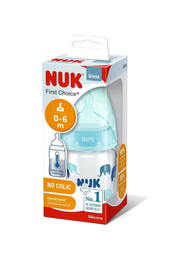 NUK First Choice+ Glass Baby Bottle with Temperature Control - 120ml (Size M) - Image 2